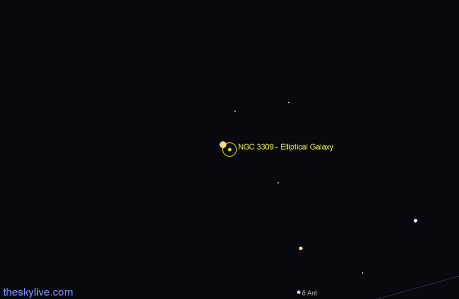 Finder chart NGC 3309 - Elliptical Galaxy in Hydra star