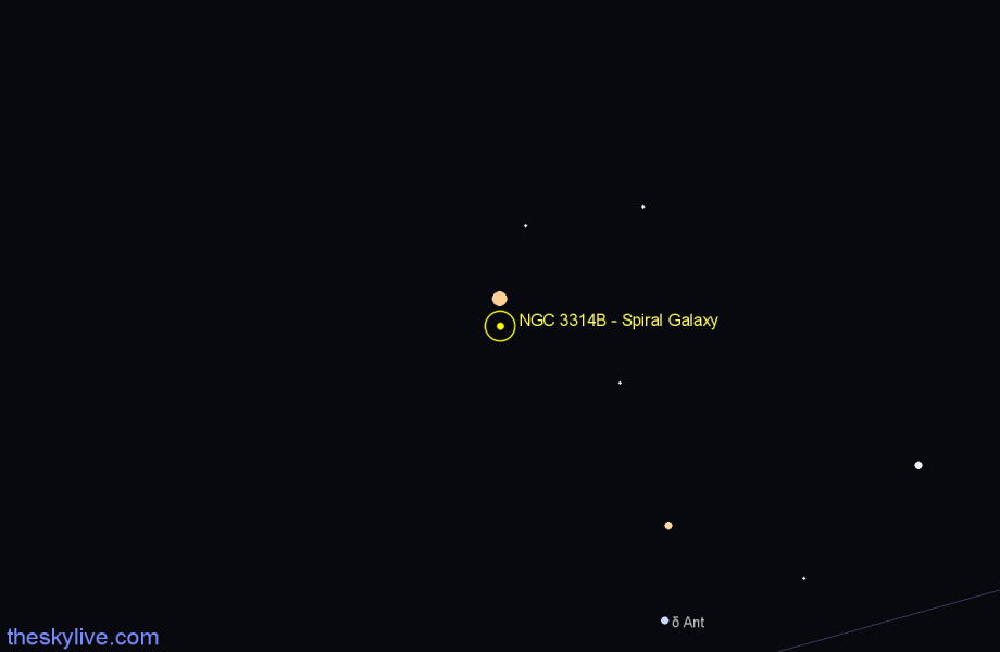 Finder chart NGC 3314B - Spiral Galaxy in Hydra star
