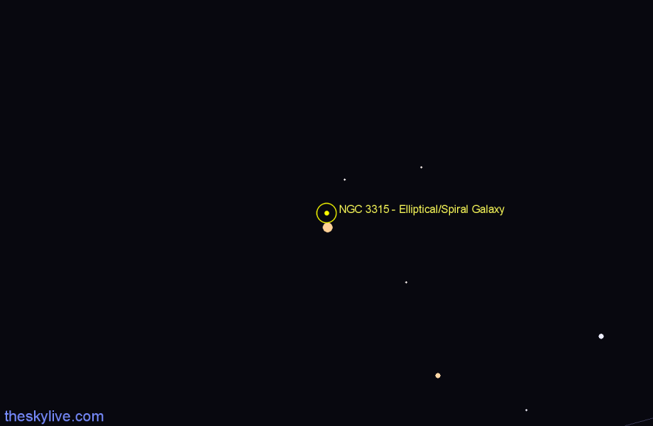 Finder chart NGC 3315 - Elliptical/Spiral Galaxy in Hydra star