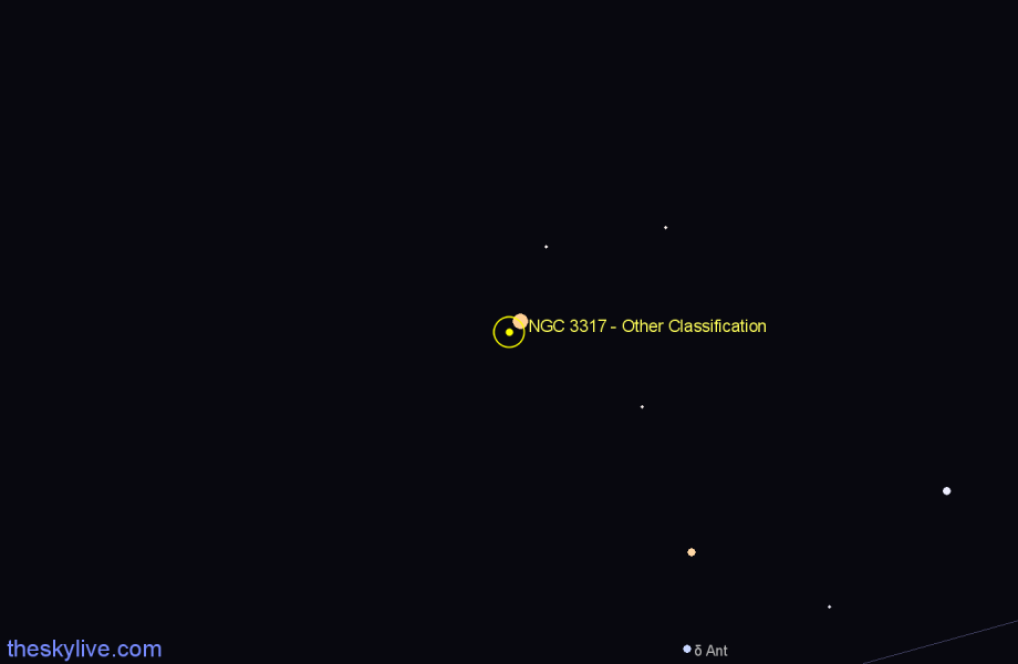 Finder chart NGC 3317 - Other Classification in Hydra star