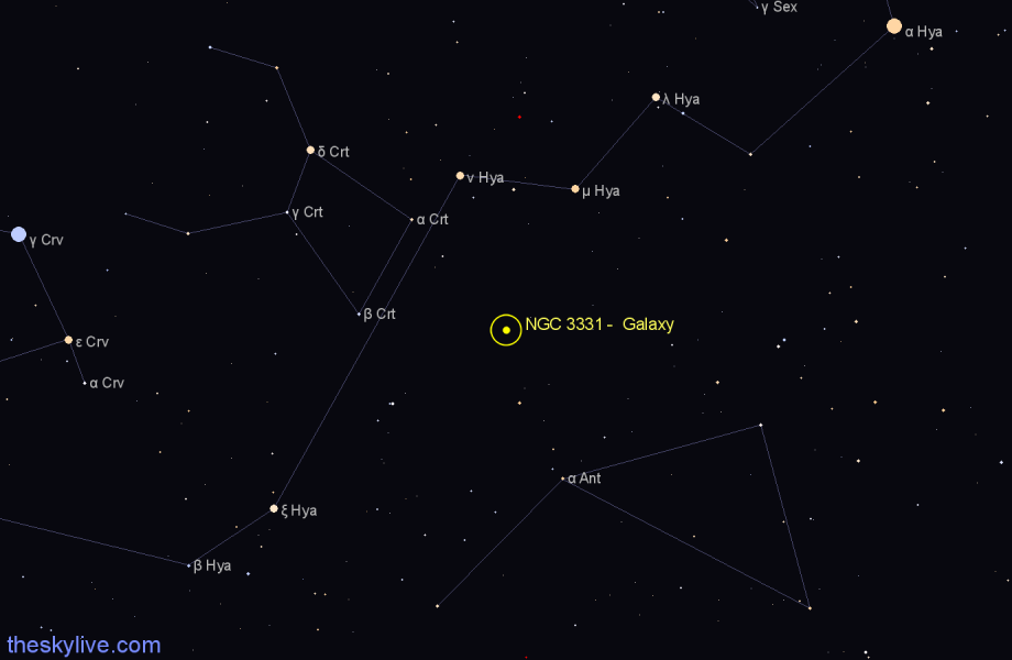 Finder chart NGC 3331 -  Galaxy in Hydra star