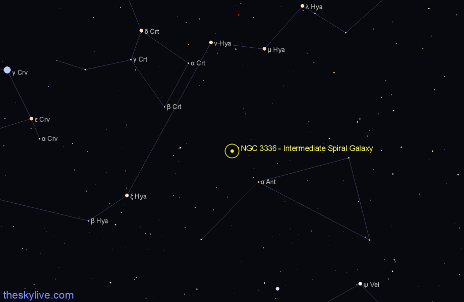 Finder chart NGC 3336 - Intermediate Spiral Galaxy in Hydra star