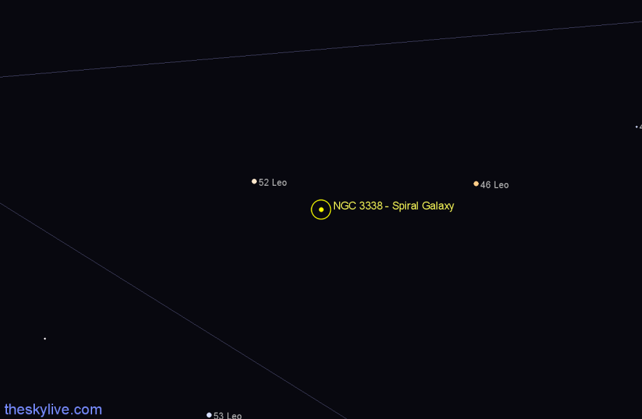 Finder chart NGC 3338 - Spiral Galaxy in Leo star