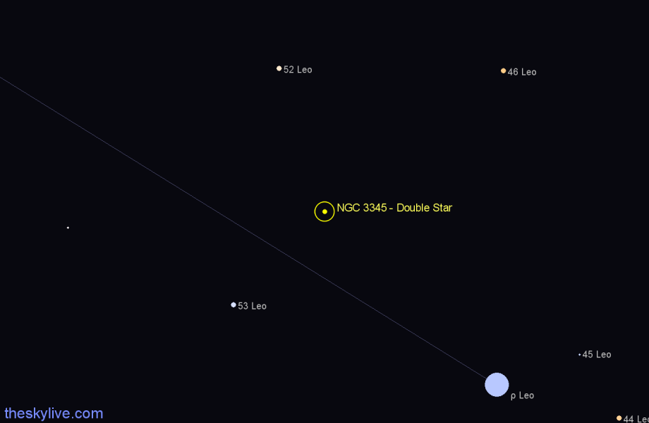 Finder chart NGC 3345 - Double Star in Leo star