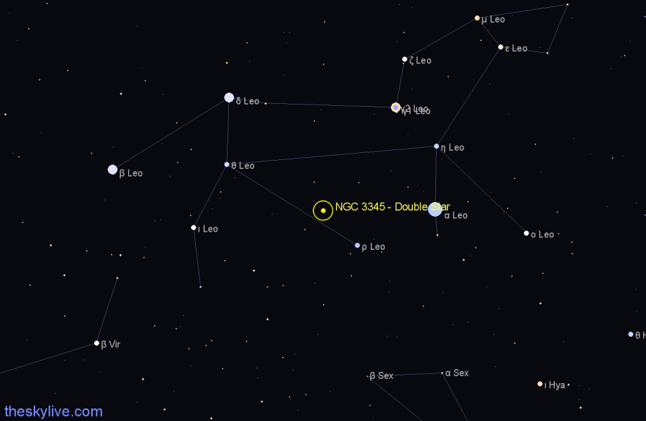 Finder chart NGC 3345 - Double Star in Leo star