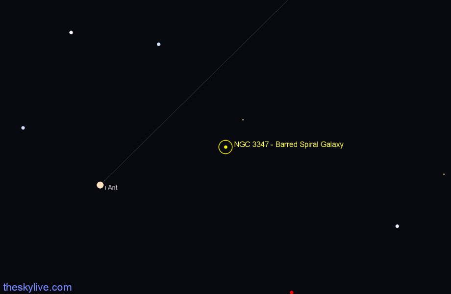 Finder chart NGC 3347 - Barred Spiral Galaxy in Antlia star