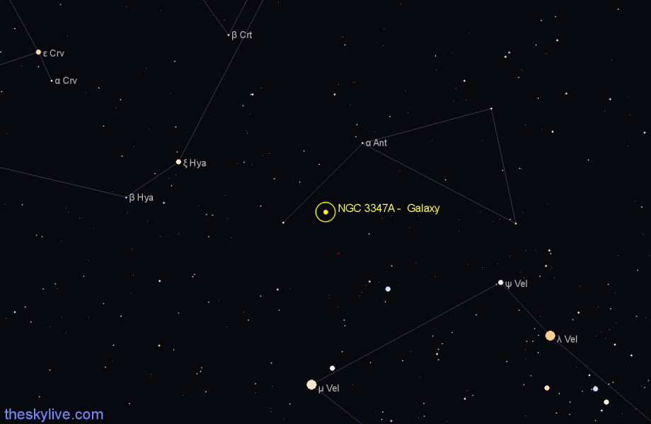 Finder chart NGC 3347A -  Galaxy in Antlia star