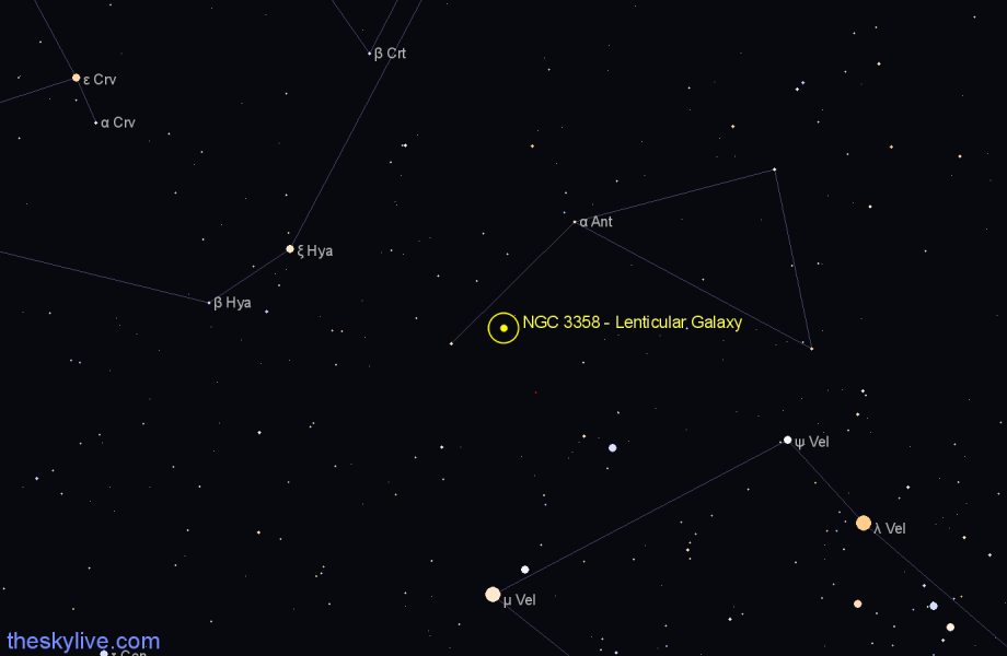 Finder chart NGC 3358 - Lenticular Galaxy in Antlia star