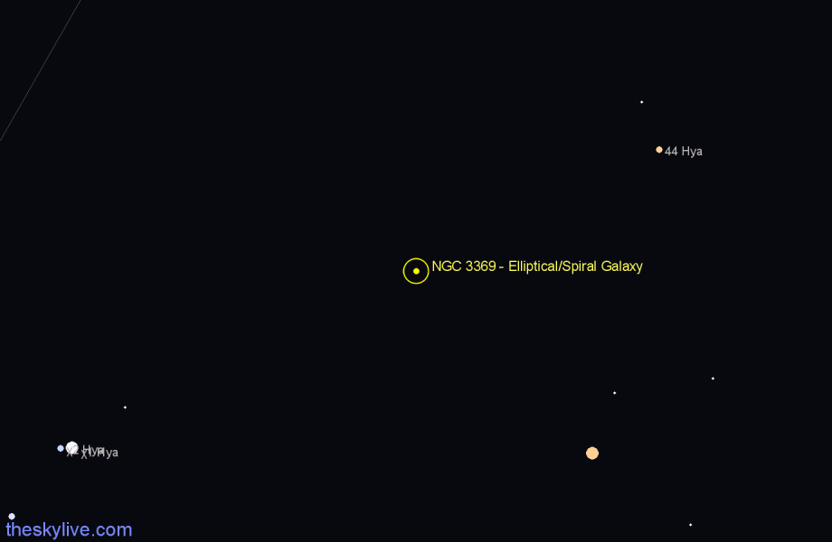 Finder chart NGC 3369 - Elliptical/Spiral Galaxy in Hydra star