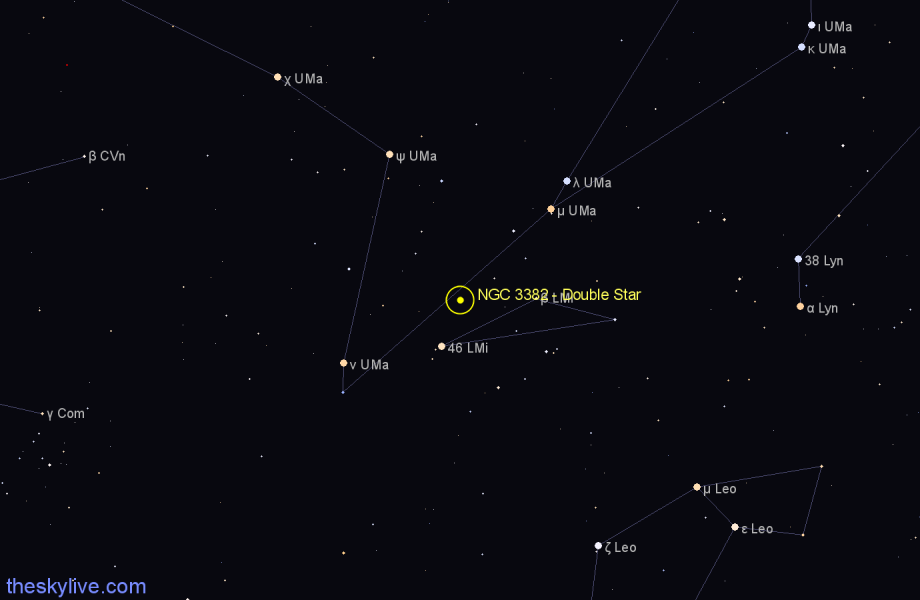 Finder chart NGC 3382 - Double Star in Leo Minor star