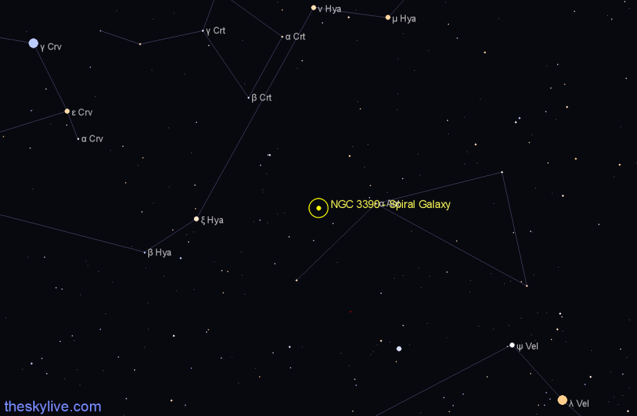 Finder chart NGC 3390 - Spiral Galaxy in Hydra star