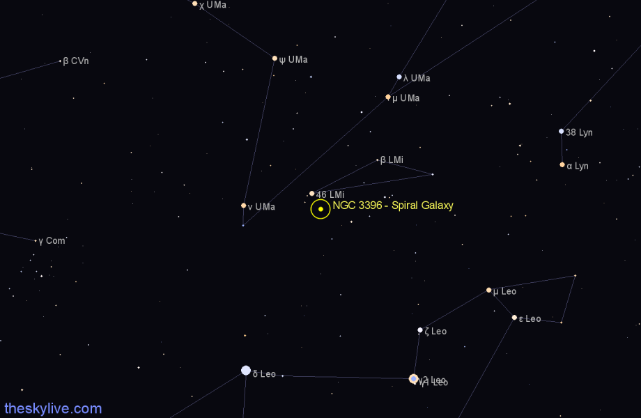 Finder chart NGC 3396 - Spiral Galaxy in Leo Minor star