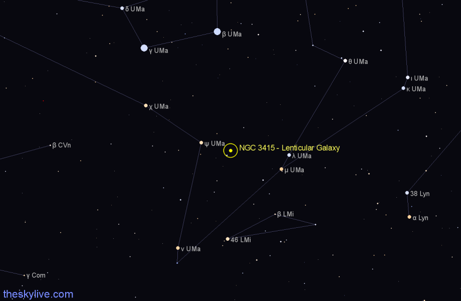 Finder chart NGC 3415 - Lenticular Galaxy in Ursa Major star