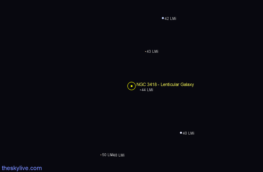 Finder chart NGC 3418 - Lenticular Galaxy in Leo Minor star