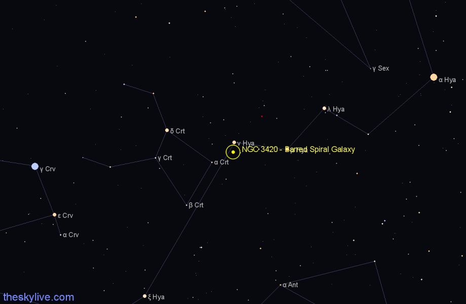 Finder chart NGC 3420 - Barred Spiral Galaxy in Hydra star