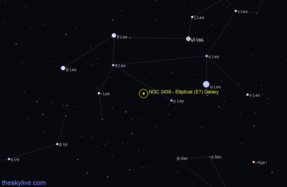 Finder chart NGC 3438 - Elliptical (E?) Galaxy in Leo star