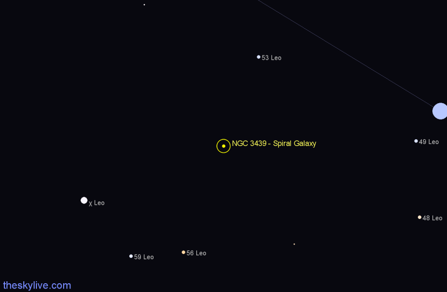 Finder chart NGC 3439 - Spiral Galaxy in Leo star
