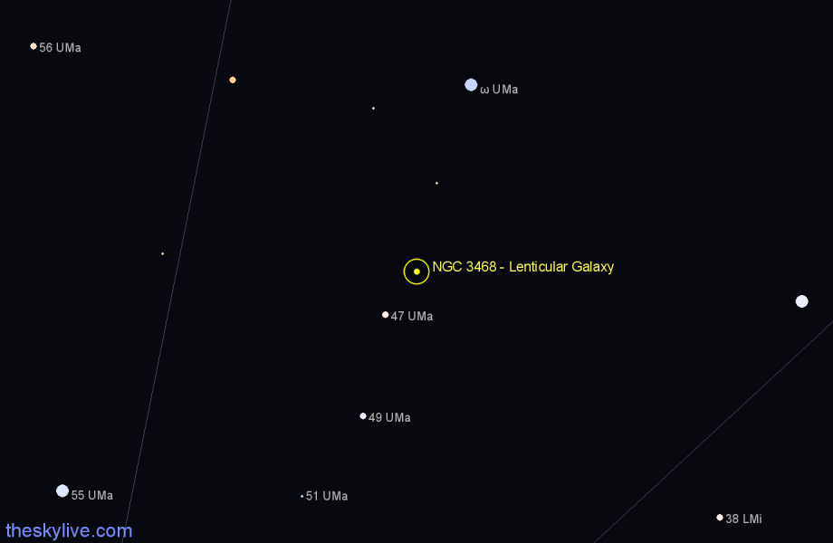 Finder chart NGC 3468 - Lenticular Galaxy in Ursa Major star
