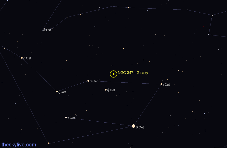 Finder chart NGC 347 - Galaxy in Cetus star