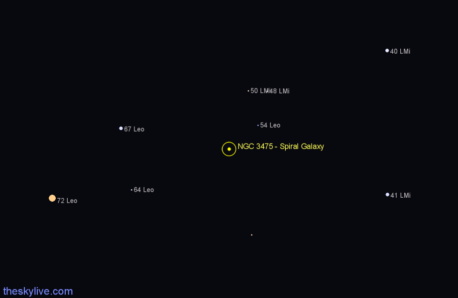 Finder chart NGC 3475 - Spiral Galaxy in Leo star
