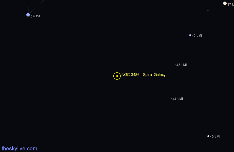 Finder chart NGC 3486 - Spiral Galaxy in Leo Minor star