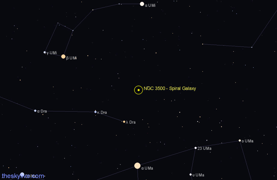 Finder chart NGC 3500 - Spiral Galaxy in Draco star