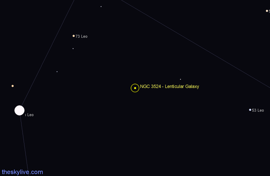 Finder chart NGC 3524 - Lenticular Galaxy in Leo star