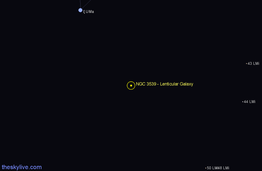 Finder chart NGC 3539 - Lenticular Galaxy in Ursa Major star