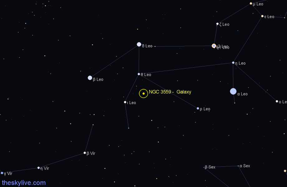 Finder chart NGC 3559 - Galaxy in Leo star