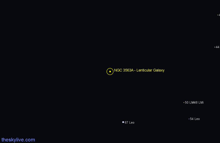 Finder chart NGC 3563A - Lenticular Galaxy in Leo star