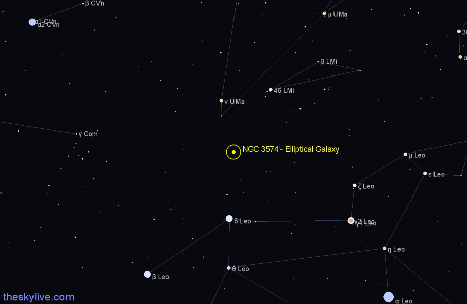 Finder chart NGC 3574 - Elliptical Galaxy in Leo star
