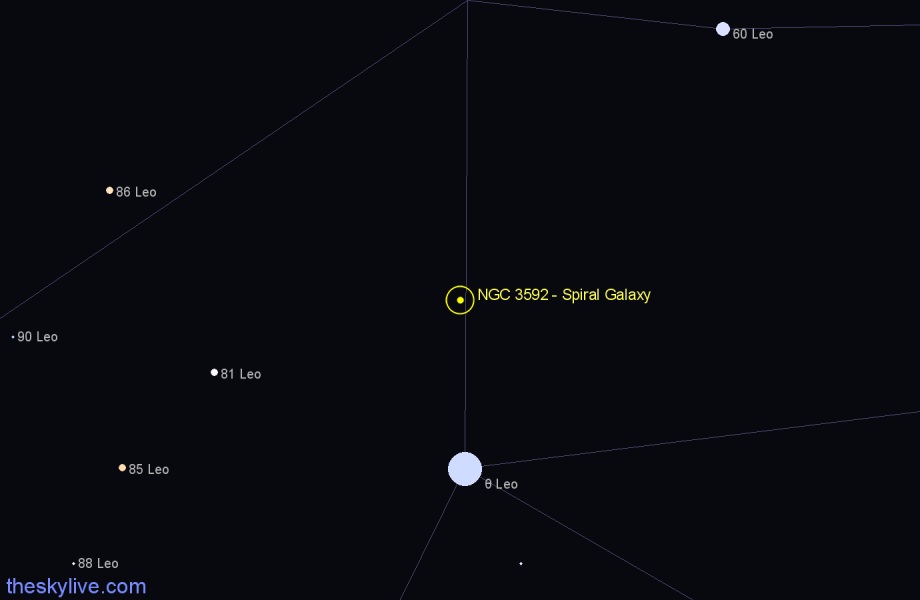 Finder chart NGC 3592 - Spiral Galaxy in Leo star