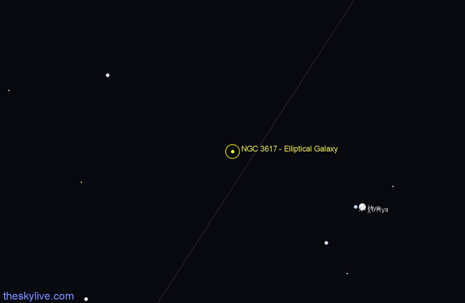 Finder chart NGC 3617 - Elliptical Galaxy in Hydra star