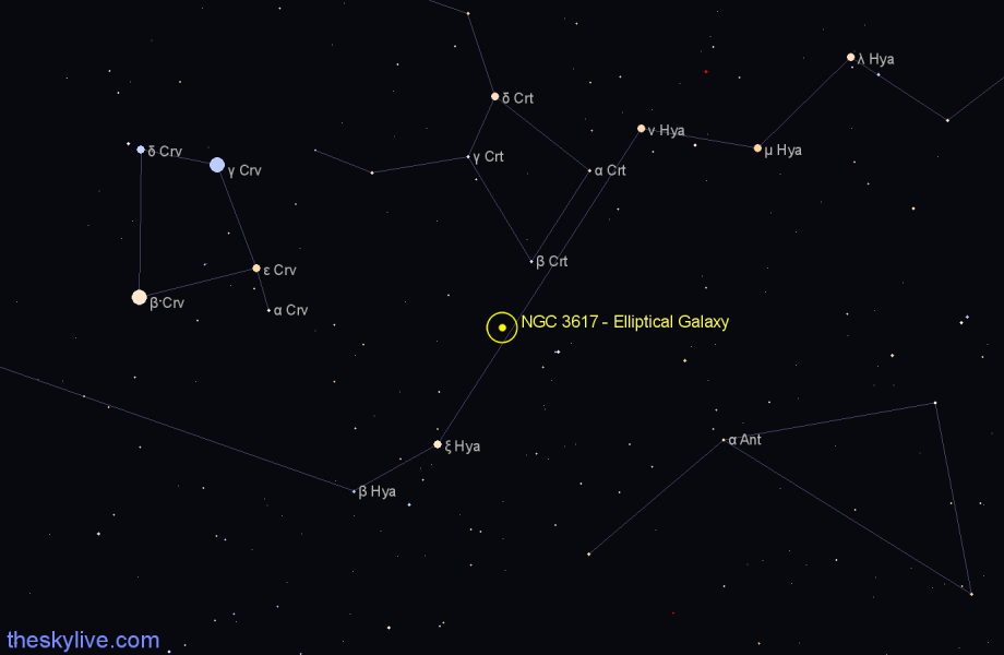 Finder chart NGC 3617 - Elliptical Galaxy in Hydra star