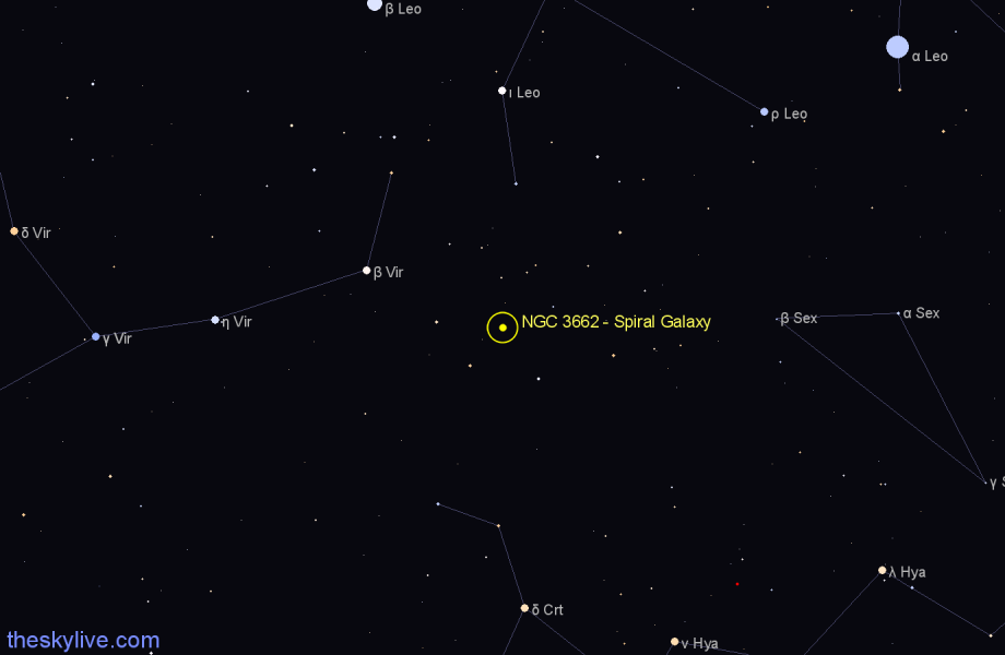 Finder chart NGC 3662 - Spiral Galaxy in Leo star