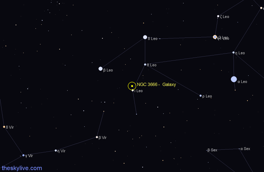 Finder chart NGC 3666 -  Galaxy in Leo star