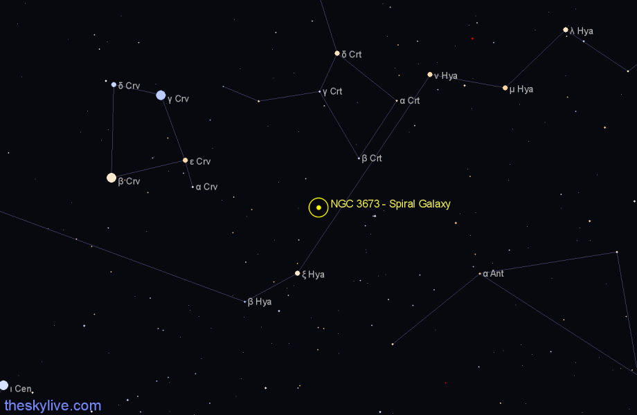 Finder chart NGC 3673 - Spiral Galaxy in Hydra star