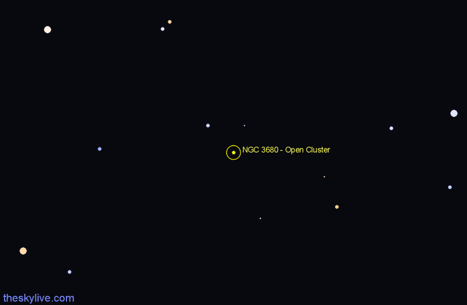 Finder chart NGC 3680 - Open Cluster in Centaurus star