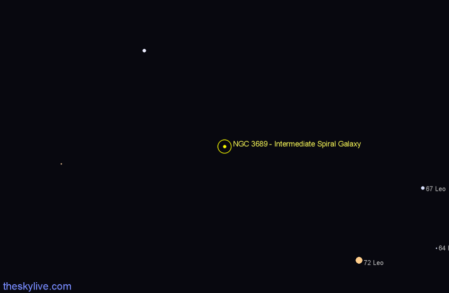 Finder chart NGC 3689 - Intermediate Spiral Galaxy in Leo star