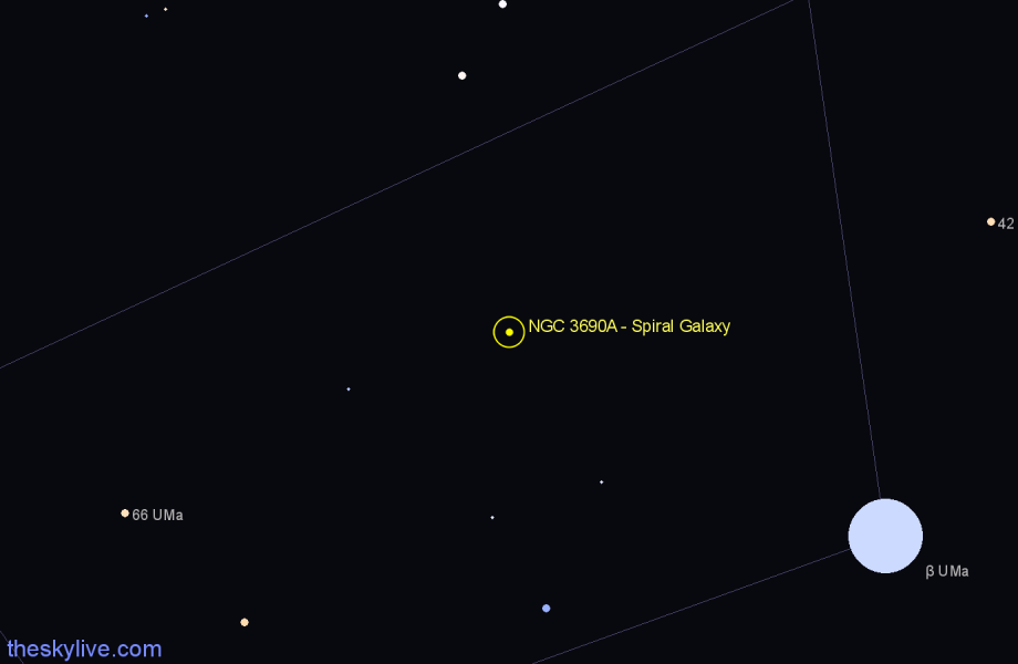 Finder chart NGC 3690A - Spiral Galaxy in Ursa Major star