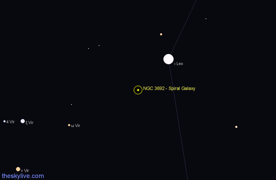 Finder chart NGC 3692 - Spiral Galaxy in Leo star