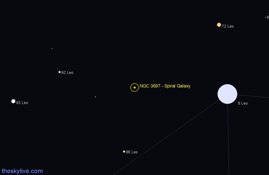 Finder chart NGC 3697 - Spiral Galaxy in Leo star