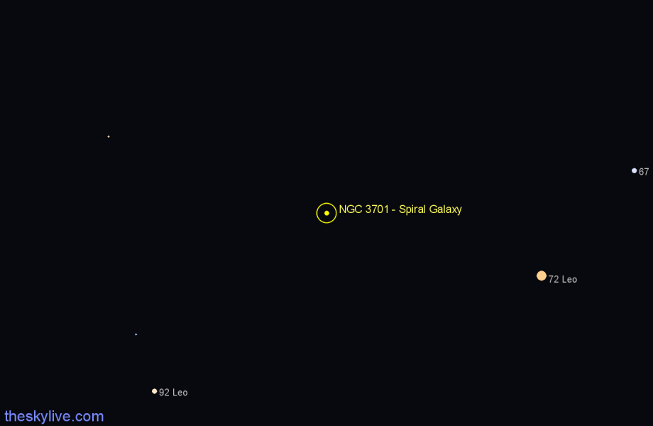 Finder chart NGC 3701 - Spiral Galaxy in Leo star