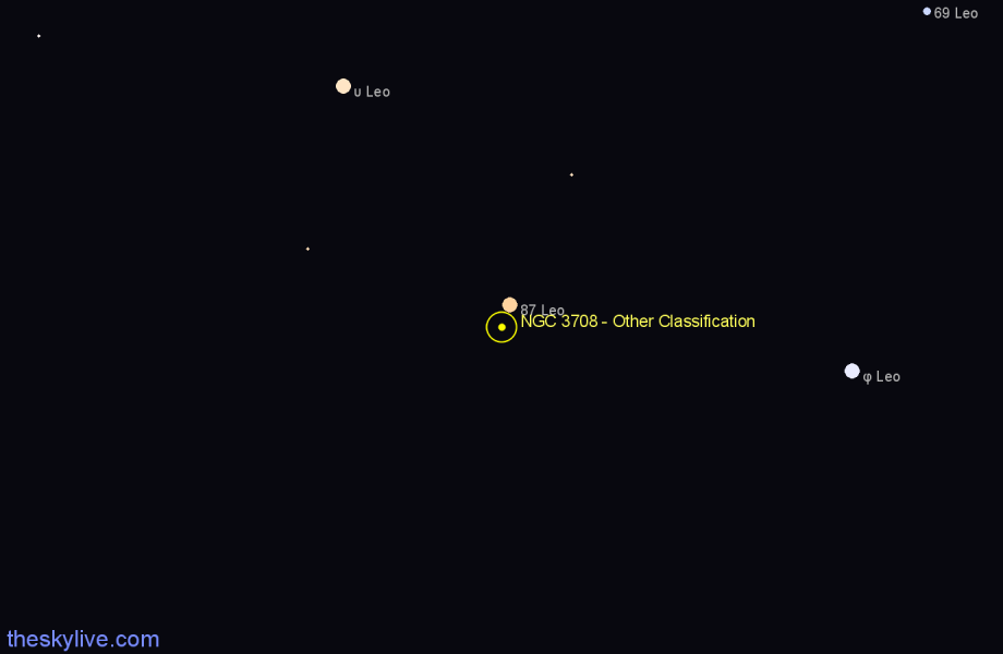 Finder chart NGC 3708 - Other Classification in Leo star