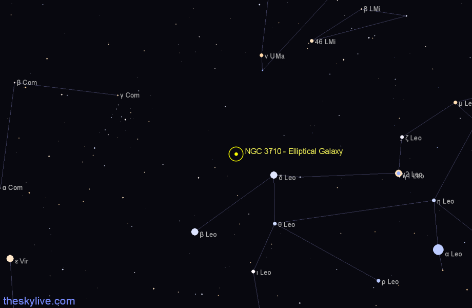 Finder chart NGC 3710 - Elliptical Galaxy in Leo star