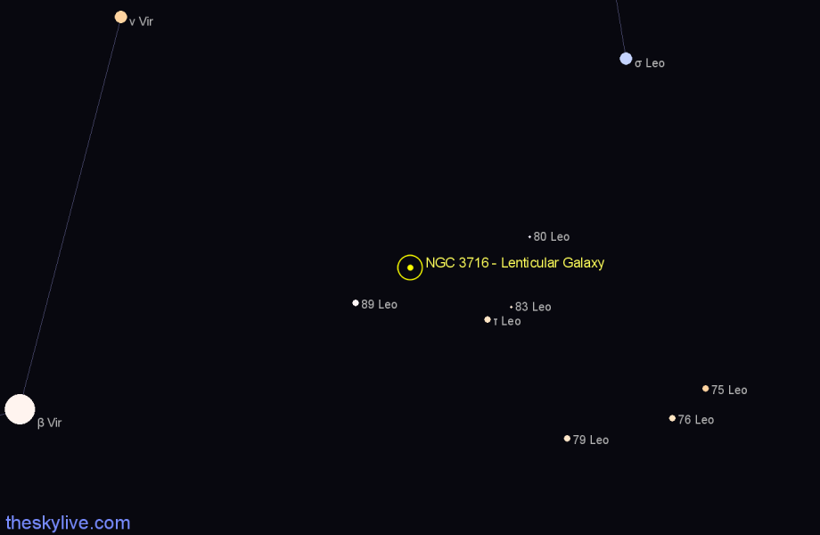 Finder chart NGC 3716 - Lenticular Galaxy in Leo star