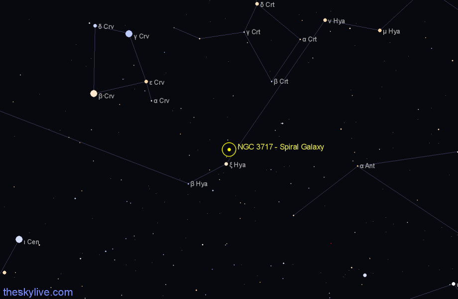 Finder chart NGC 3717 - Spiral Galaxy in Hydra star