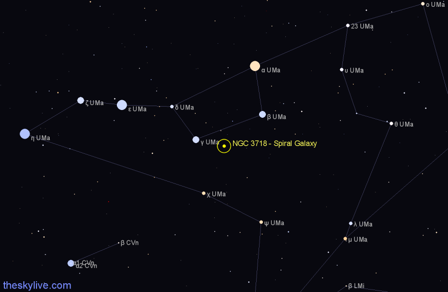 Finder chart NGC 3718 - Spiral Galaxy in Ursa Major star