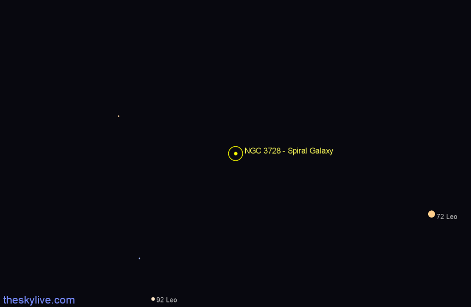 Finder chart NGC 3728 - Spiral Galaxy in Leo star