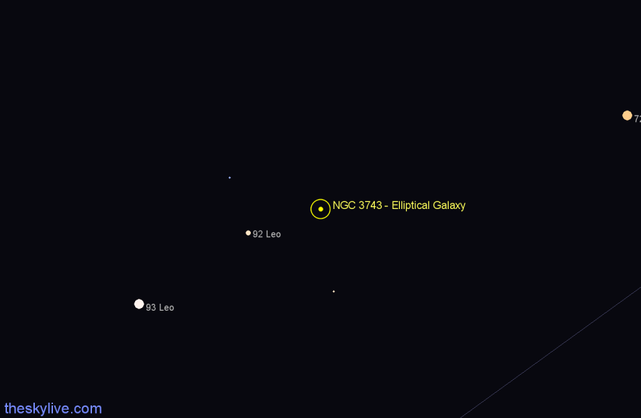 Finder chart NGC 3743 - Elliptical Galaxy in Leo star
